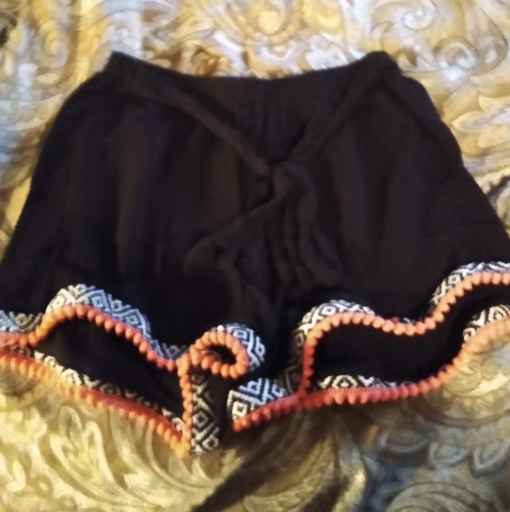 Women's Black Tie Waist Shorts